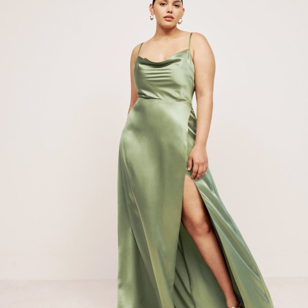 Reformation Devora Silk Maxi Dress size 4 color artichoke  - NWT